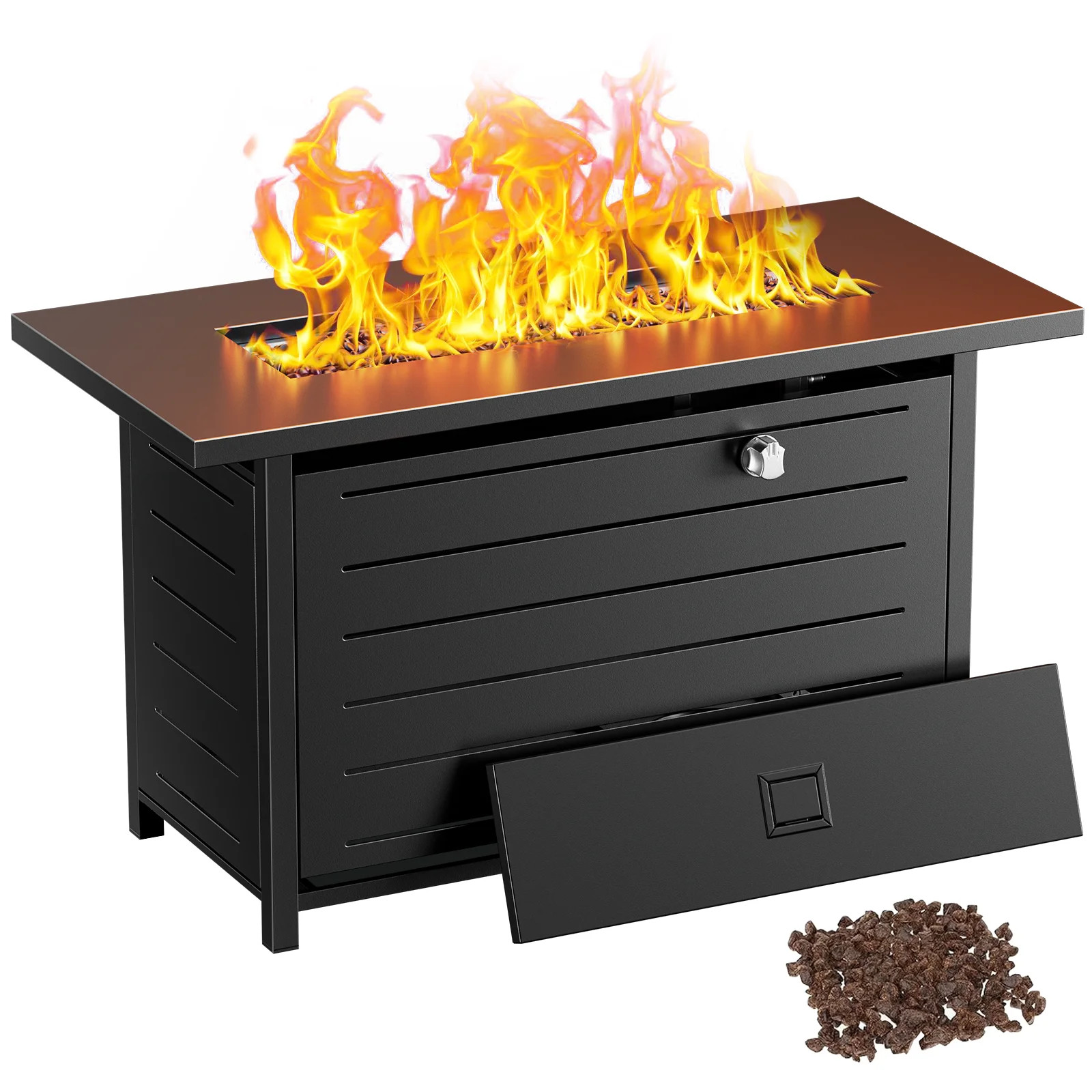 Philergo 43" Rectangular Gas Fire Pit Table, 60,000 BTU Propane Fire Pits for Outside with Lid an... | Walmart (US)
