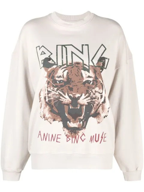 ANINE BING graphic-print Crew Neck Sweatshirt - Farfetch | Farfetch Global