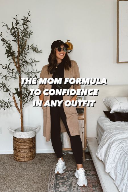 The formula to confidence in motherhood style. Mom style simply elevated by layers and accessories. 

Sizing: 
Leggings L 
Shirt XL 
Cardigan L 
Shoes TTS. 

Mom school pick up, running errands, sports mom, athletic look. 

#LTKstyletip #LTKfitness #LTKmidsize