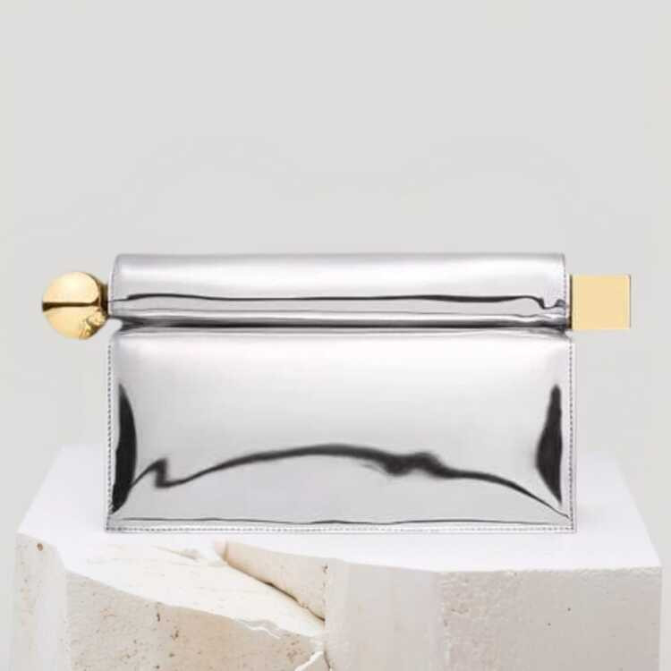 Shiny Metallic PU Leather Purse Bag Novel Square Glossy Folding Handbag For Dinner Wedding Banquet Prom | SHEIN