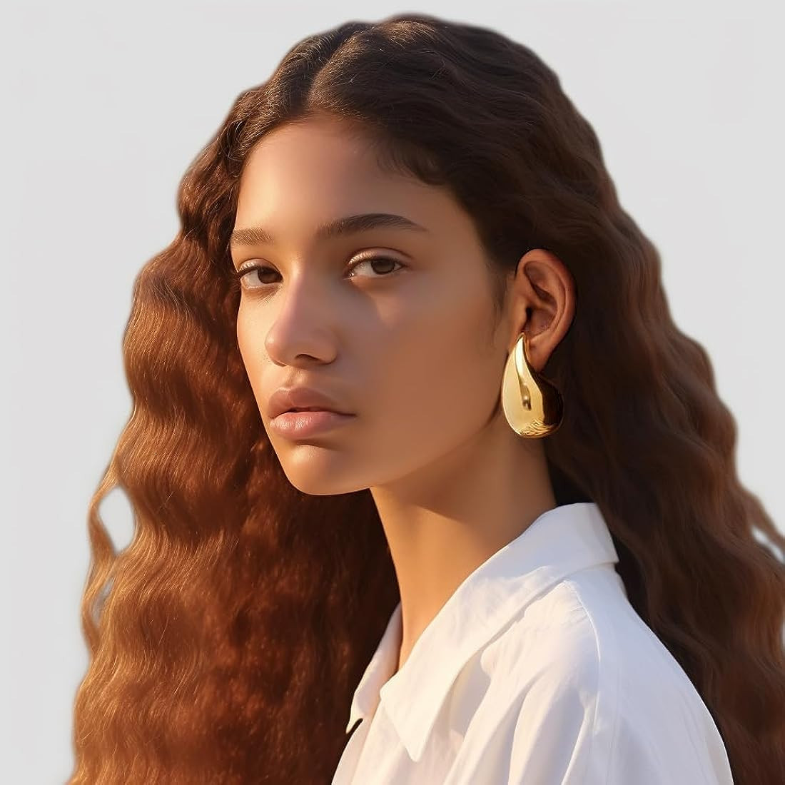 ???? ???? ??????? ????? ?????, Trendy Chunky Gold Hoop ???????? ??? ????? Sensitive Ears Hypoallerge | Amazon (US)