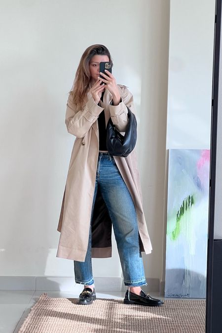 Mango trench coat, outfit with oversized trench coat, jeans and jumper , mango loafers 

#LTKeurope #LTKaustralia #LTKFind