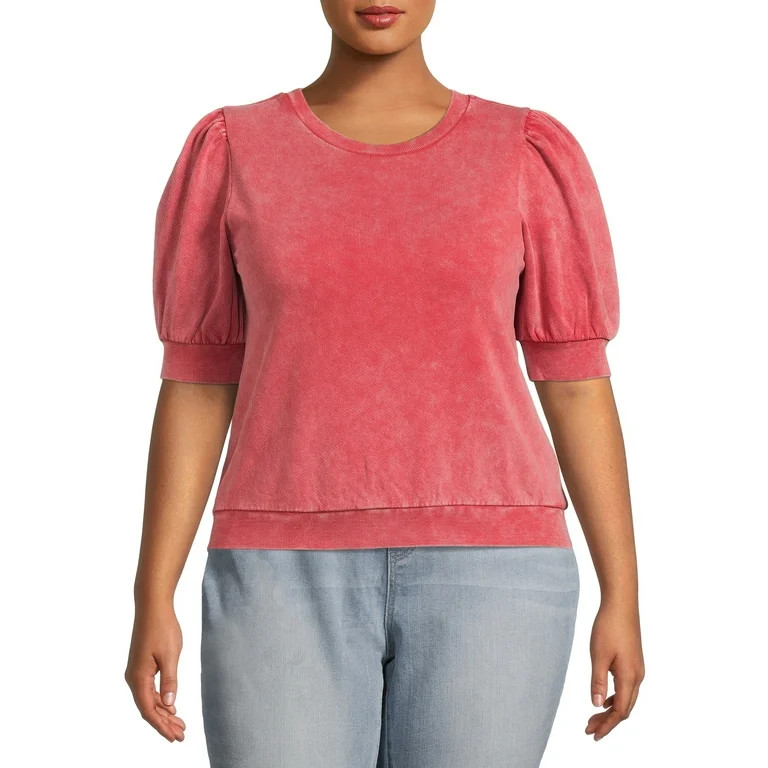 Terra & Sky Women's Plus Size Short Sleeve Puff Sweatshirt | Walmart (US)