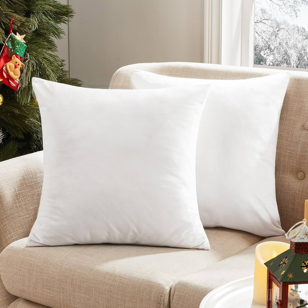 Deconovo Decorative Velvet Throw Pillow Covers for Bedroom 22x22 in Set of 2, Cream White Couch P... | Amazon (US)