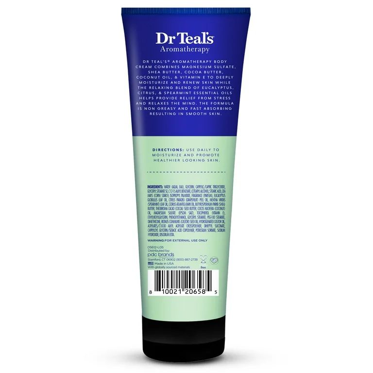 Dr Teal's Aromatherapy Stress Relief Body Cream with Eucalyptus & Citrus, 8 oz | Walmart (US)