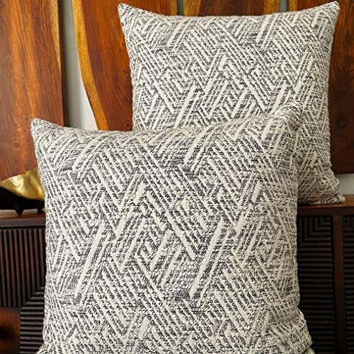 KEMA Set of 2 Decorative Textured Square Cotton Throw Pillow Cases 20 by 20 Inch Protectors Cushi... | Amazon (US)