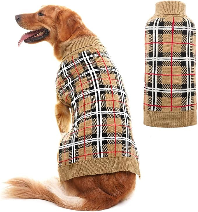 PUPTECK Classic Plaid Style Dog Sweater - Puppy Festive Winter Cloth | Amazon (US)