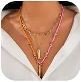 Fish Necklace for Women Handmade Beaded Y Pendant Necklace Colorful Summer Beach Boho Layering Ch... | Amazon (US)