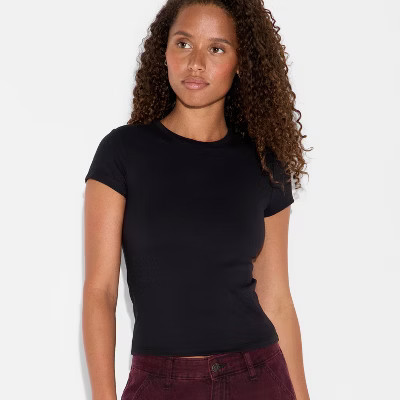 Women's Short Sleeve Crewneck ButterBliss T-Shirt - Wild Fable™ Black S | Target