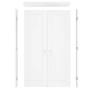 36 in. x 80 in. 1-Paneled Blank Universal-Hand White Solid Core Wood Double Prehung Interior Door... | The Home Depot