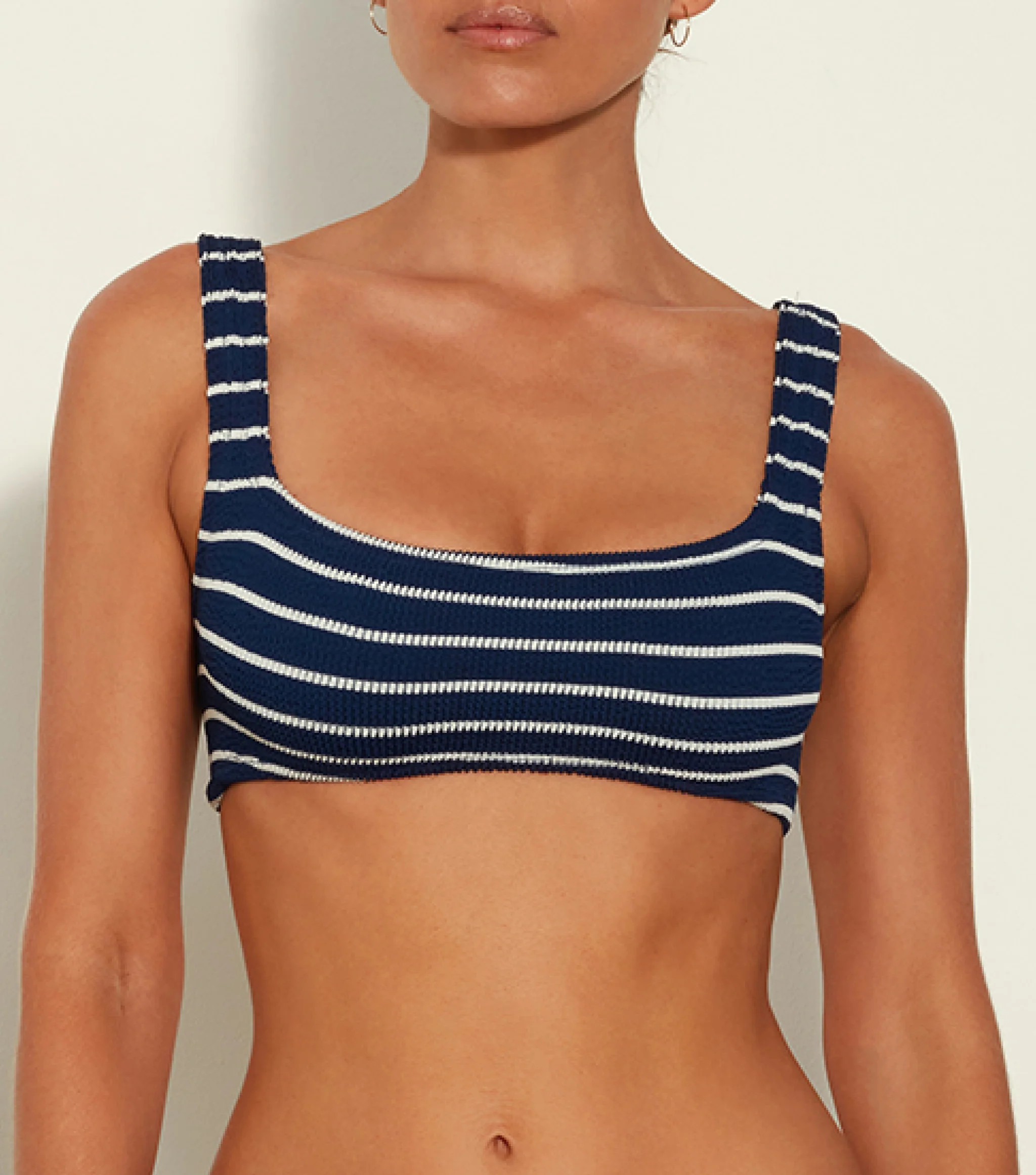 Xandra Bikini Top - Navy/White Stripe | HUNZA G