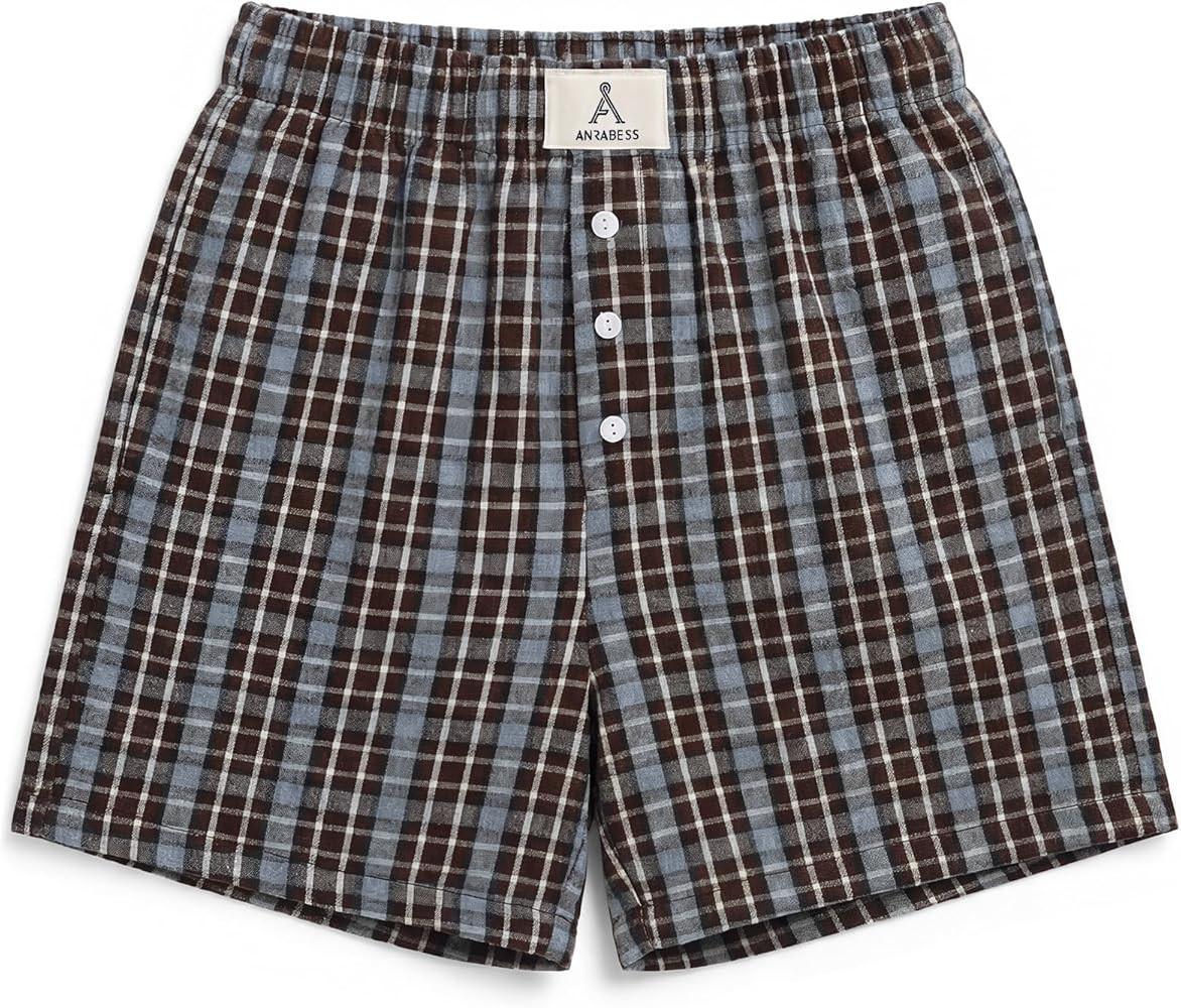 ANRABESS Shorts for Women 2026 Summer Casual Lounge Pajama Sleep Gingham Boxer Shorts Soft Comfy ... | Amazon (US)