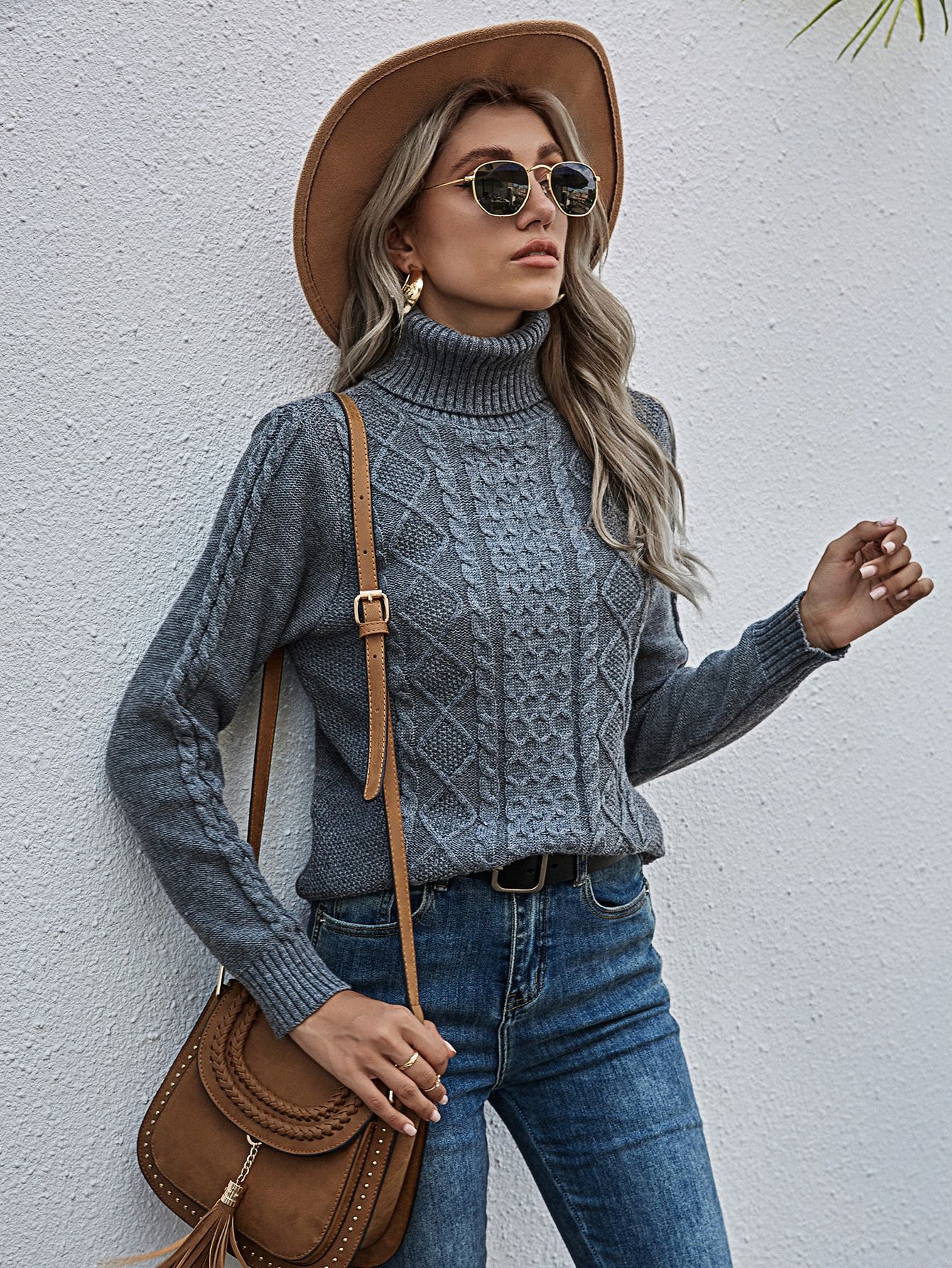 Cable Knit Turtleneck Sweater | SHEIN