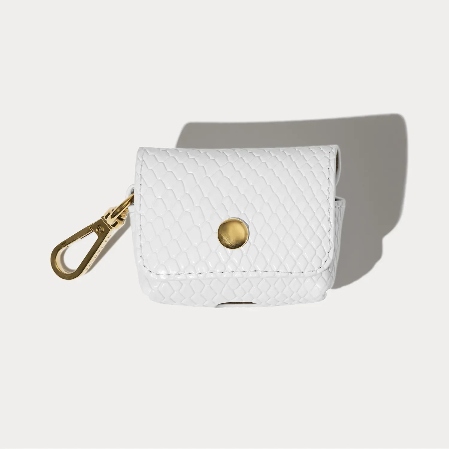 Avery AirPods Clip-On Pouch - White Snake/Gold | Bandolier