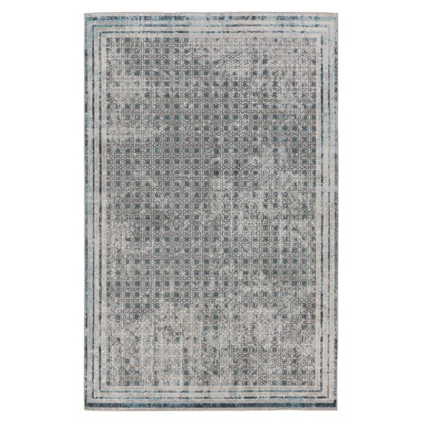 Machine Washable Piazza Geometric Area Rug in Light Gray/Blue | Wayfair North America