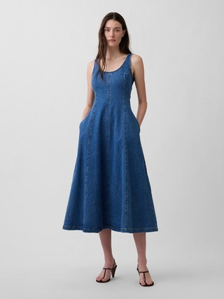 Denim Scoop Neck Maxi Dress | Gap (CA)