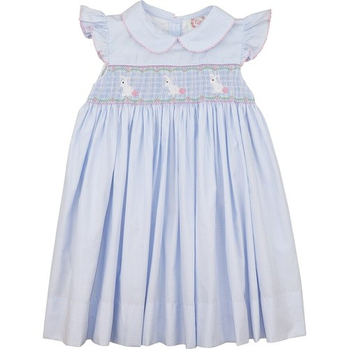 Blue Gingham Smocked Bunny Dress - Shipping Mid-March | Cecil and Lou