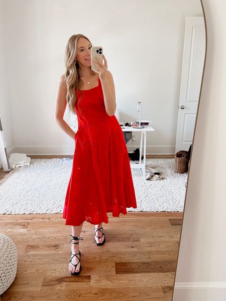 Sunday outfit red midi lace dress by BarbiGia. Dress with pockets. Walmart outfit idea 

#LTKSaleAlert #LTKFindsUnder50 #LTKMidsize