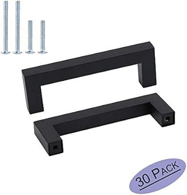 30Pack Goldenwarm Black Square Bar Cabinet Pull Drawer Handle Stainless Steel Modern Hardware for... | Amazon (US)