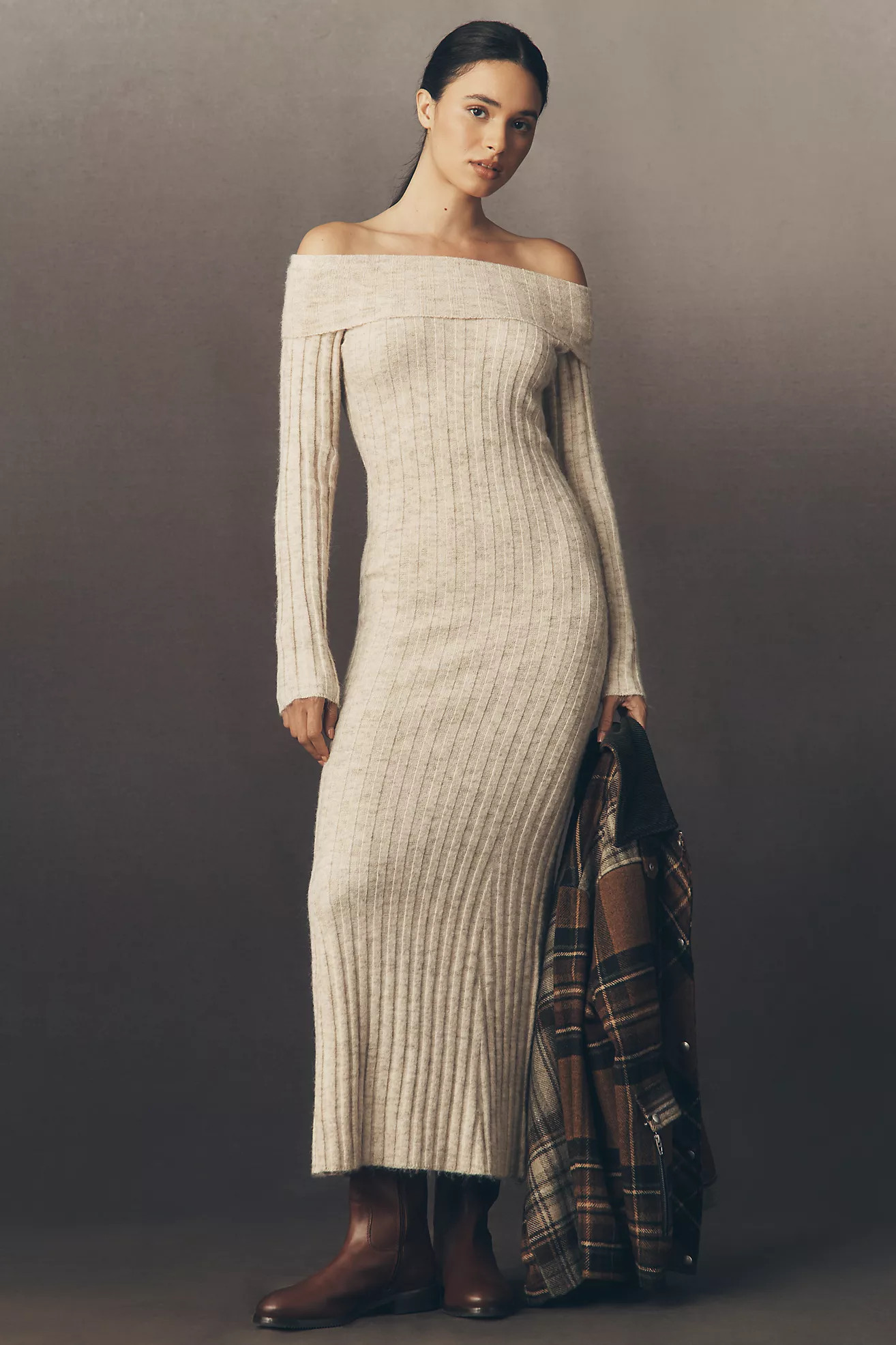Glamorous Off-Shoulder Knit Midi Dress | Anthropologie (US)