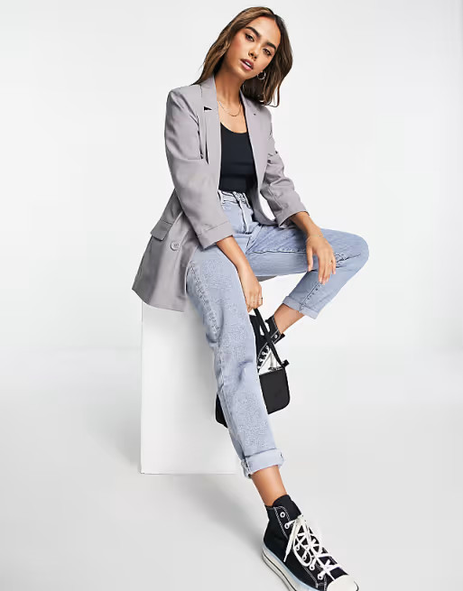 Stradivarius oversized blazer in gray | ASOS (Global)