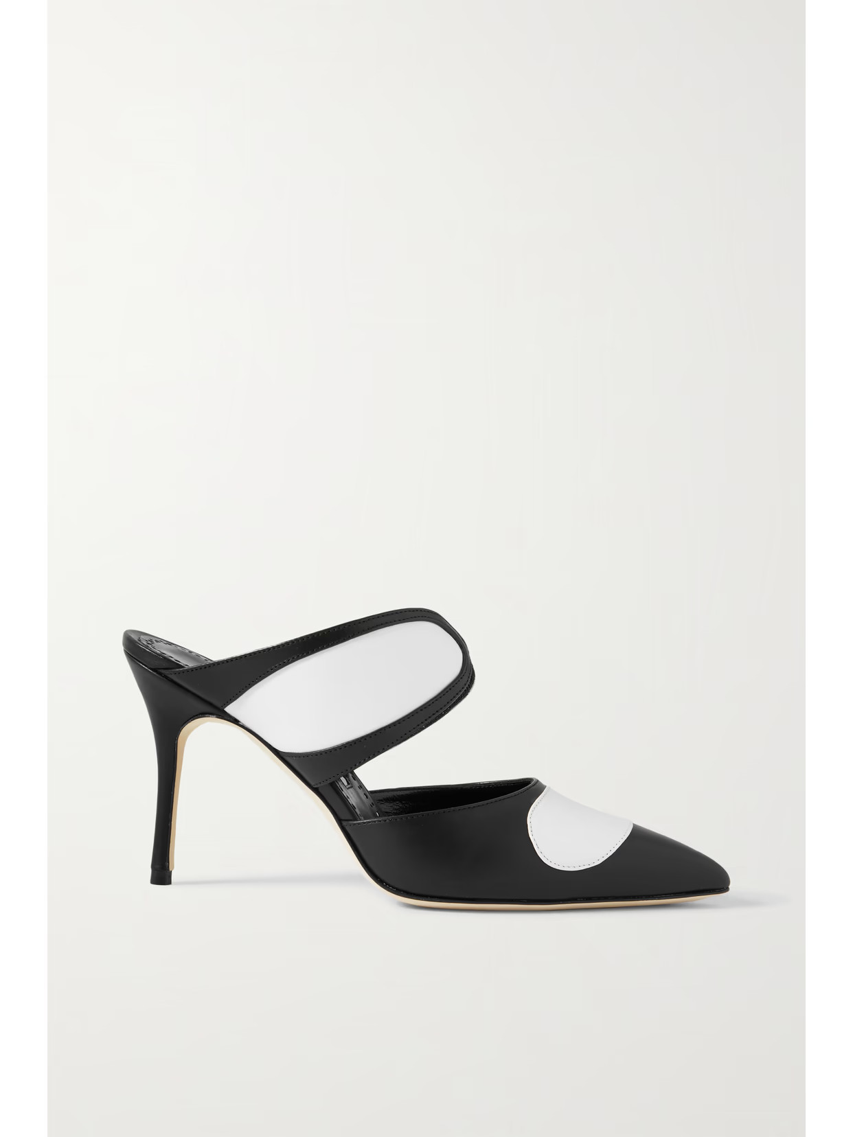 Manolo Blahnik - Latescu 90 Two-tone Leather Mules - Black | NET-A-PORTER (US)