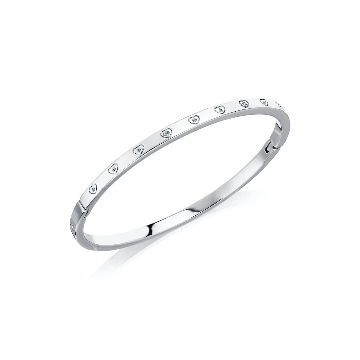 Aqua Crystal Heart Bangle (Silver) | Abbott Lyon
