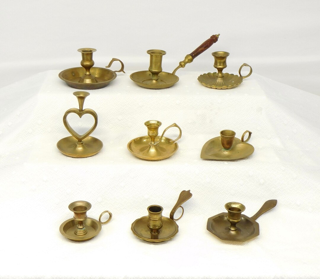 Vintage Brass Chamberstick Candle Holder, Wedding Decor, Table Lighting, Natural Aged Brass - Ets... | Etsy (US)