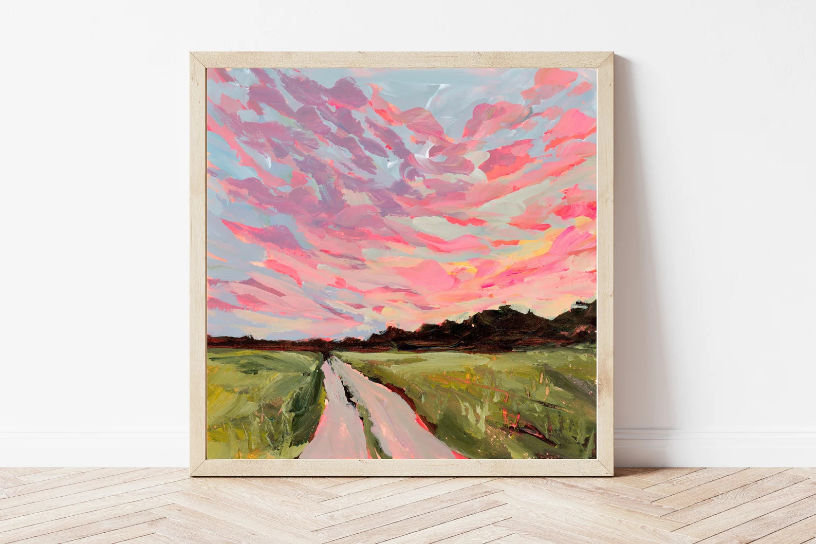 Oklahoma Sunset Fine Art Print, Rural Landscape Painting, Pink Sky Wall Art | Etsy (Global)