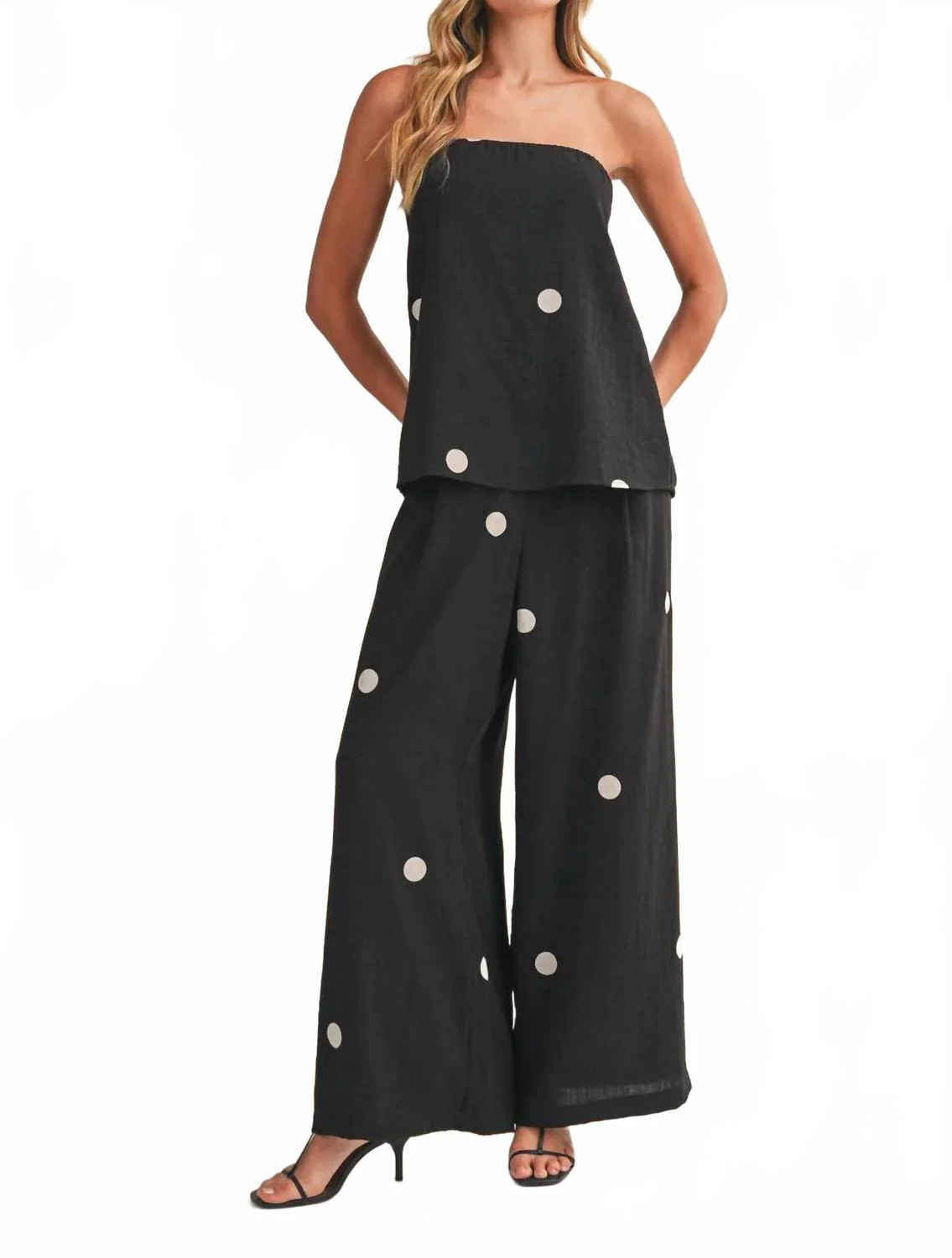 Polka Dot Tube Set In Black/off White | Shop Simon