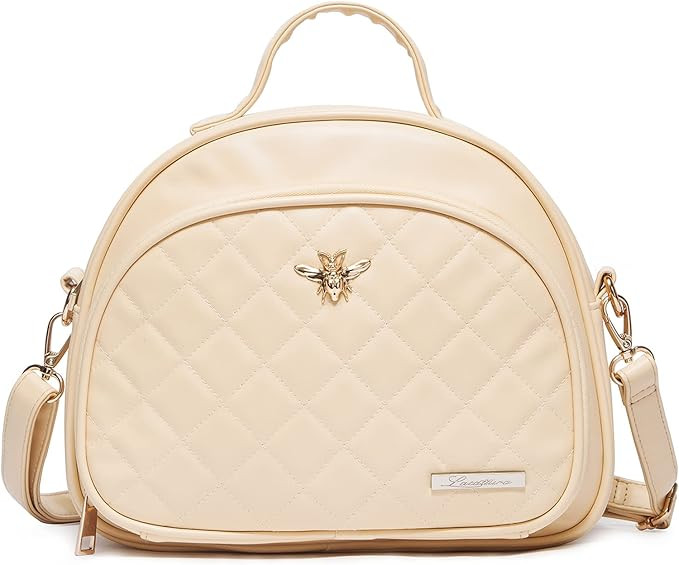 LACATTURA Travel Makeup Bag, Vegan Leather Quilted Cosmetic Bag, Waterproof Toiletry Handbag, Por... | Amazon (US)