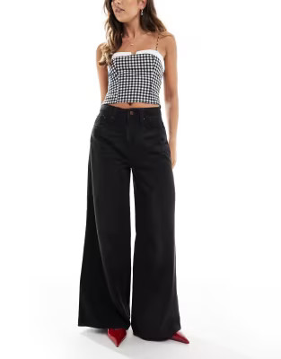 ASOS DESIGN soft wide leg jeans in washed black | ASOS | ASOS (Global)