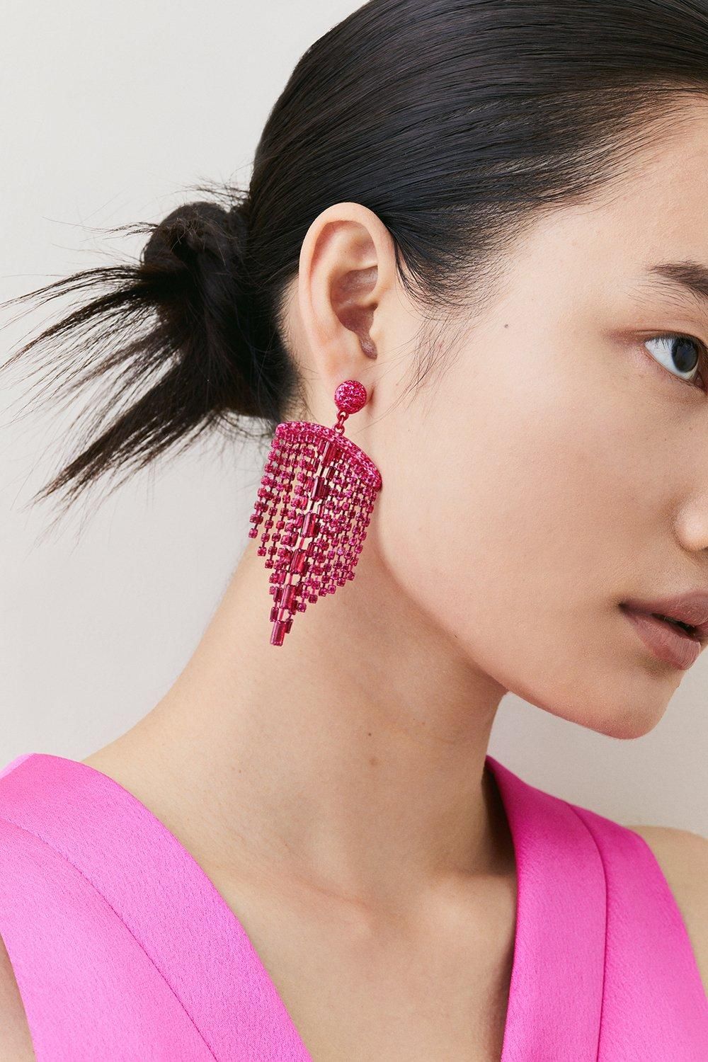 Statement Beaded Drop Earrings | Karen Millen US