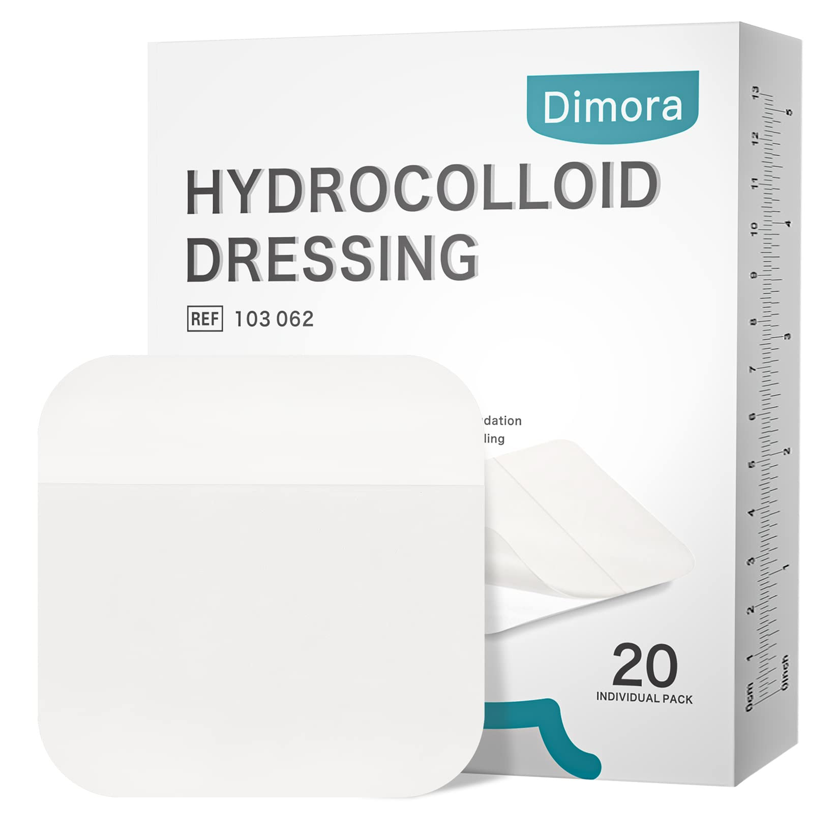 Dimora 20 Pack Hydrocolloid Wound Dressing, Ultra Thin 4" x 4" Large Patch Bandages with Self-Adh... | Amazon (US)
