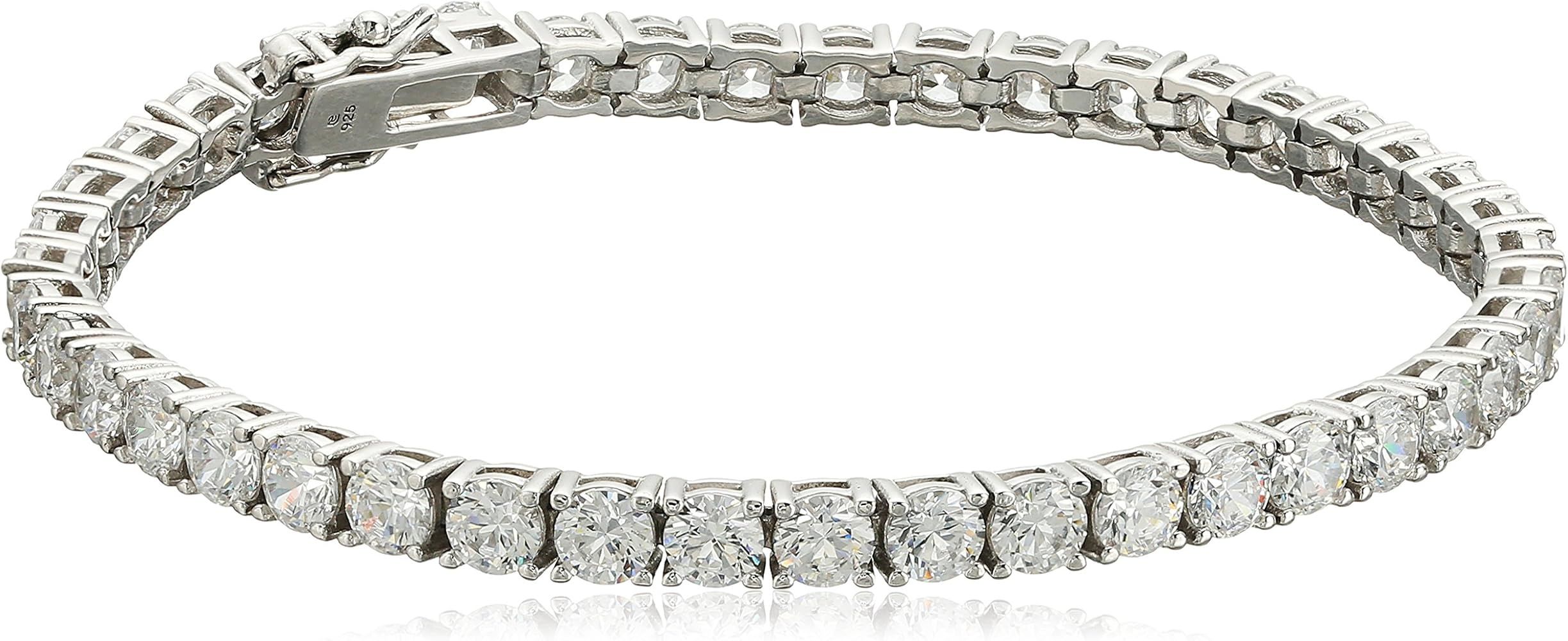 Amazon Collection Sterling Silver Tennis Bracelet set with Round Cut Infinite Elements Cubic Zirc... | Amazon (US)