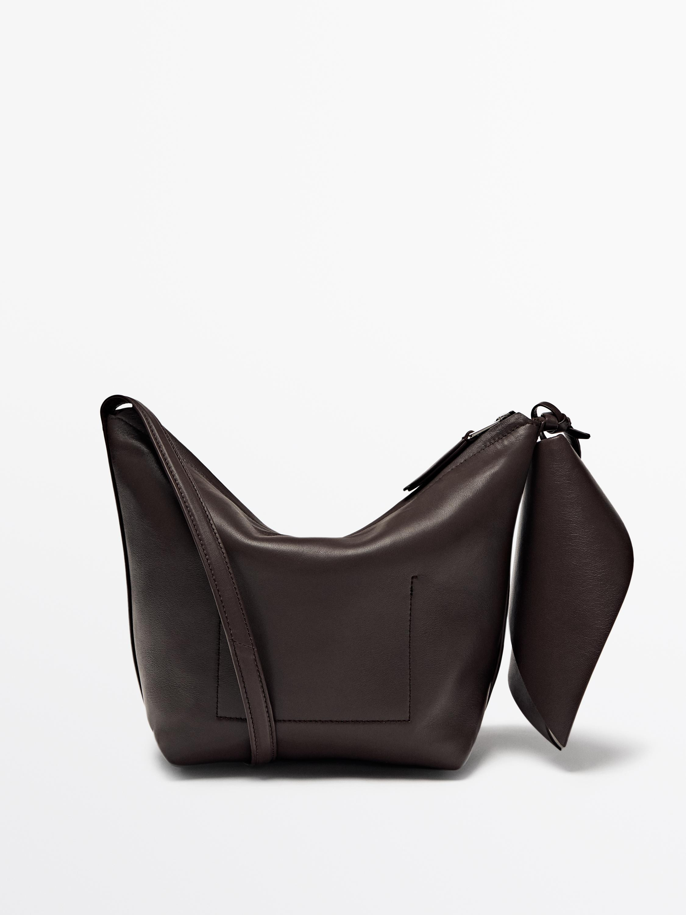 Nappa leather crossbody bag with flower detail | Massimo Dutti US