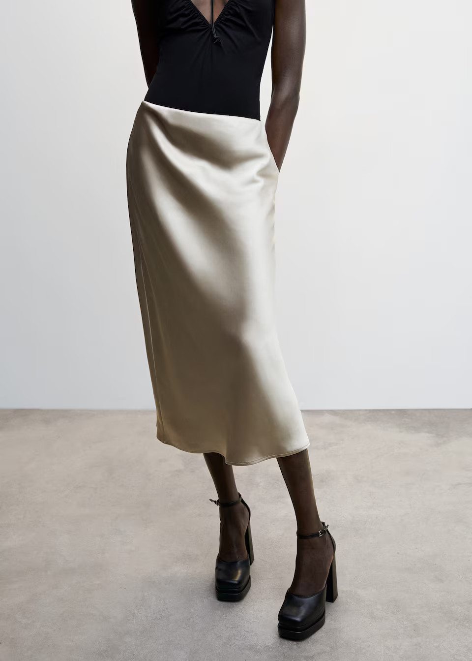 Midi satin skirt | MANGO (US)