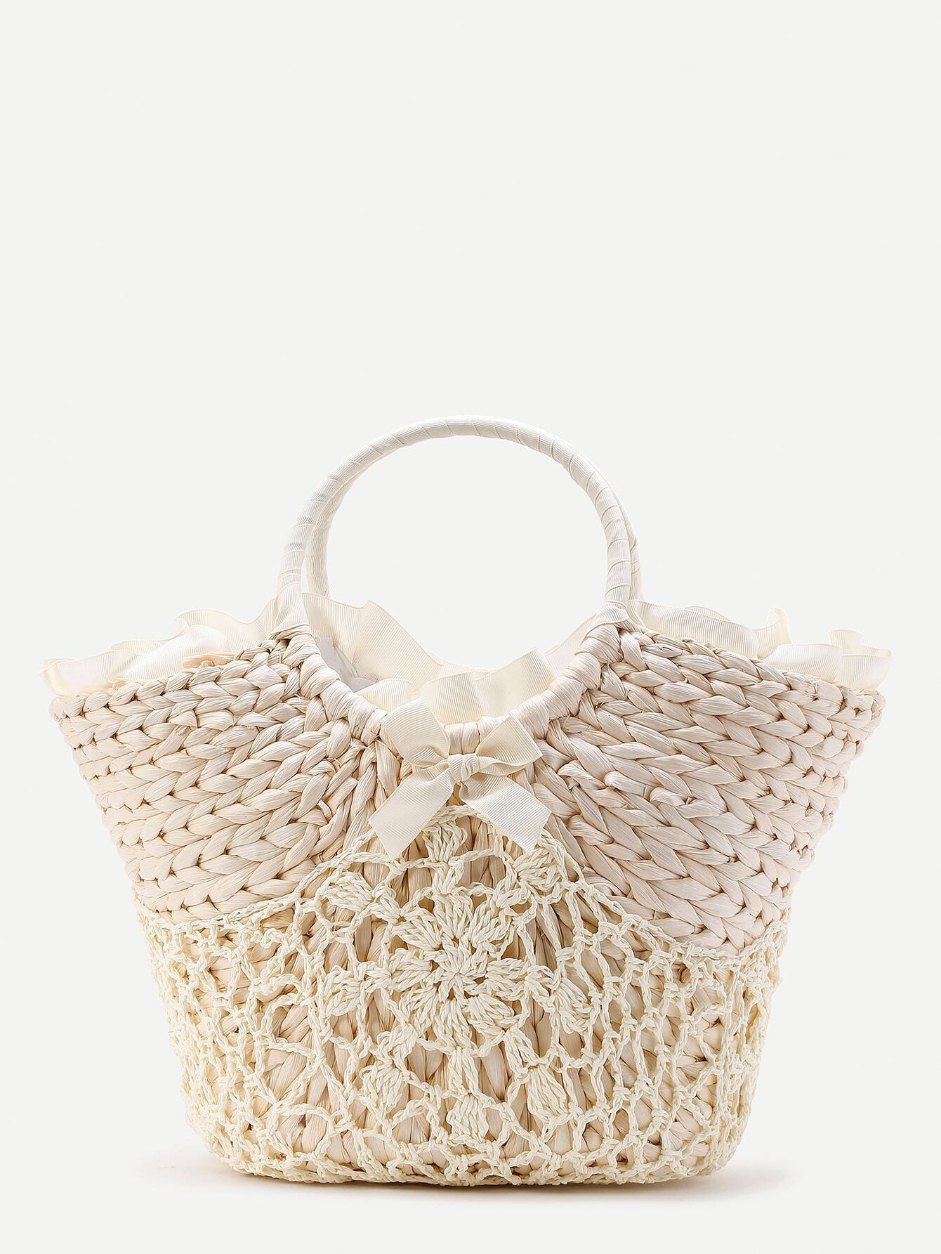Beach Style Straw Bag With Crochet Detail | ROMWE