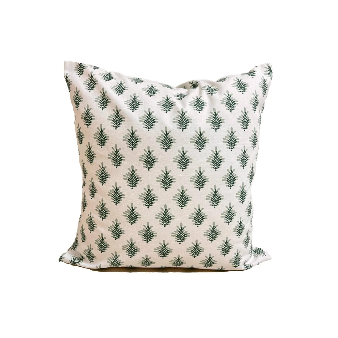 Green Pillow COVERS. Block Print Pillow Covers, Green Block Print Pillow Covers for 16x16, 20x20,... | Etsy (US)