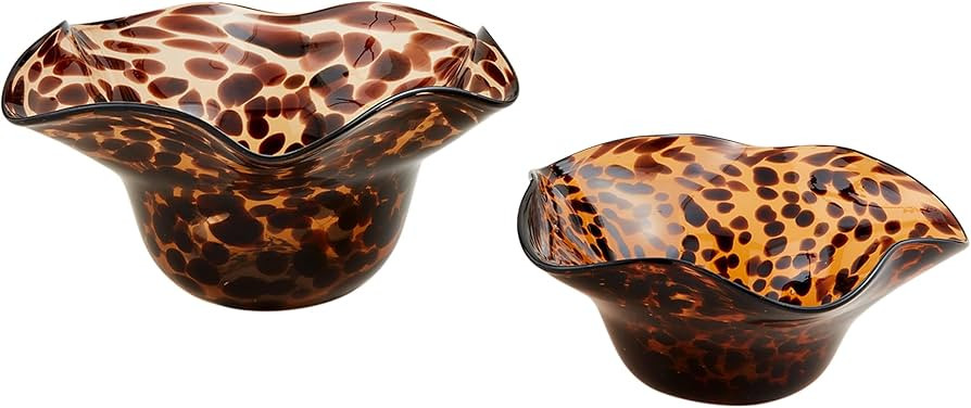 Mud Pie Tortoise Ruffle Glass Bowl Small 3 1/2" x 9 1/4" Large 5 1/2" x 10" Dia | Amazon (US)
