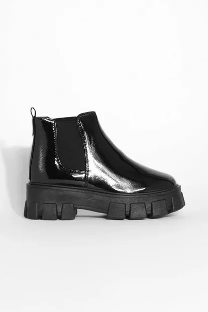 Chunky Sole Patent Chelsea Boots | Boohoo.com (US & CA)
