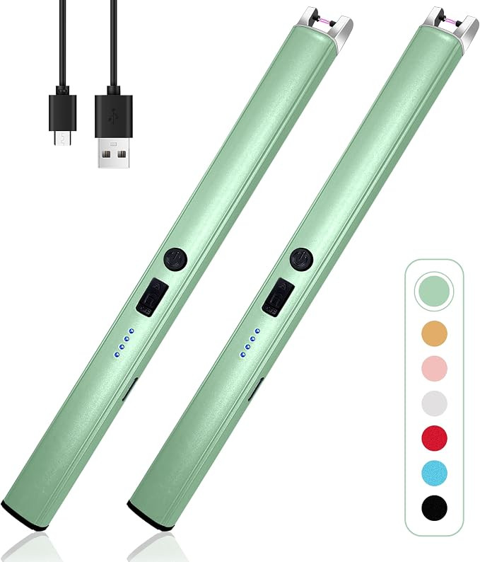 2 PCS Candle Lighter,Windproof Flameless Electric Lighter with LED Power Display ＆ Safety Switc... | Amazon (US)
