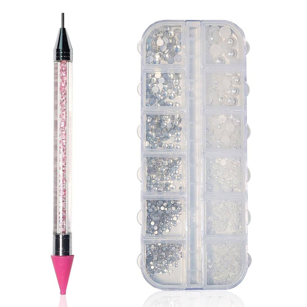 2700 pcs Nail Pearls and Crystals Rhinestones Diamonds Kit with Premium Wax Pencil for Nail Decor... | Amazon (US)