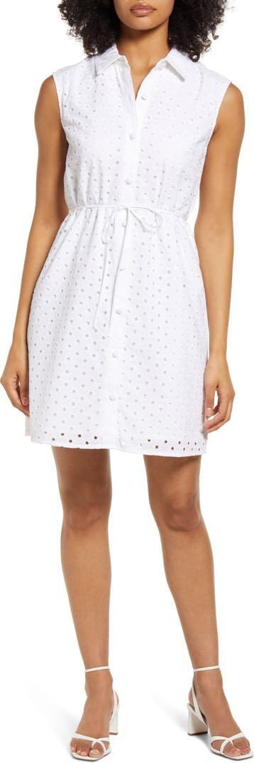Eyelet Sleeveless Cotton Shirtdress - Resort | Nordstrom