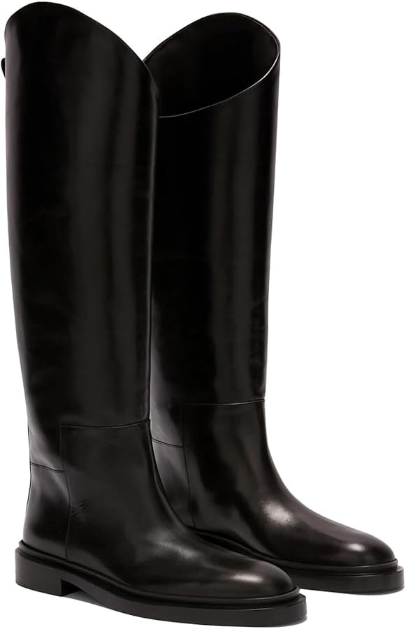 Knee High Flat Boots for Women Round Toe Chunky Riding Boots Fashion Trendy Slip On Motorcycle Bi... | Amazon (US)