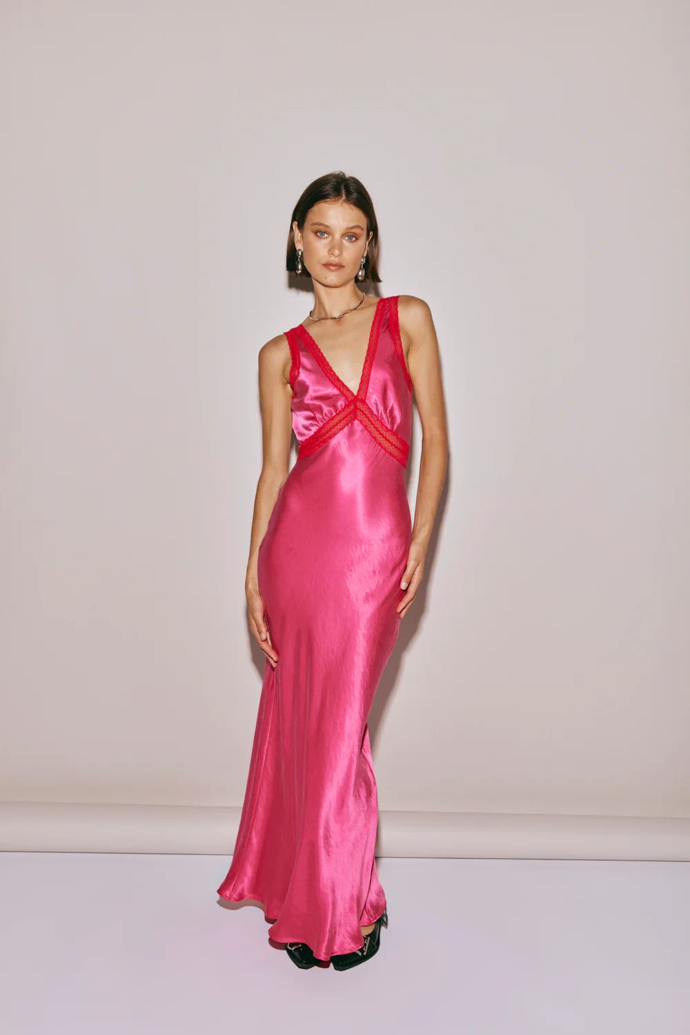 Meet Me On The Dance Floor Bias Cut Maxi Dress Fuchsia | VRG Grl