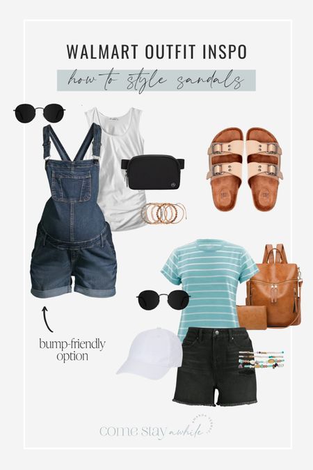 How to style summer sandals Walmart outfit inspo! Bump friendly options for hot summer days. Accessories to go with any outfit, cute aviators and baseball hat with frayed denim shorts
#walmartpartner #walmartfashion @walmartfashion @walmart

#LTKshoecrush #LTKstyletip #LTKFind