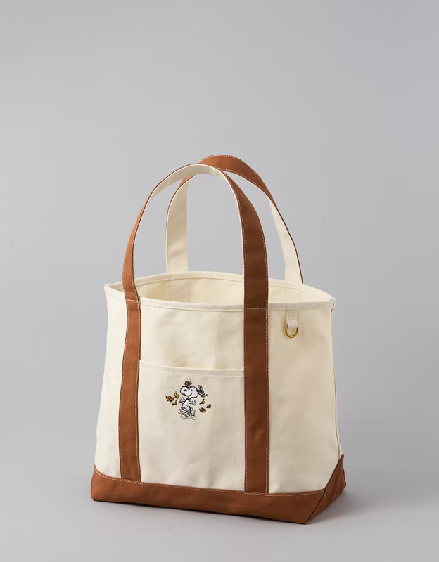 AE Snoopy Fall Graphic Canvas Tote | American Eagle Outfitters (US & CA)