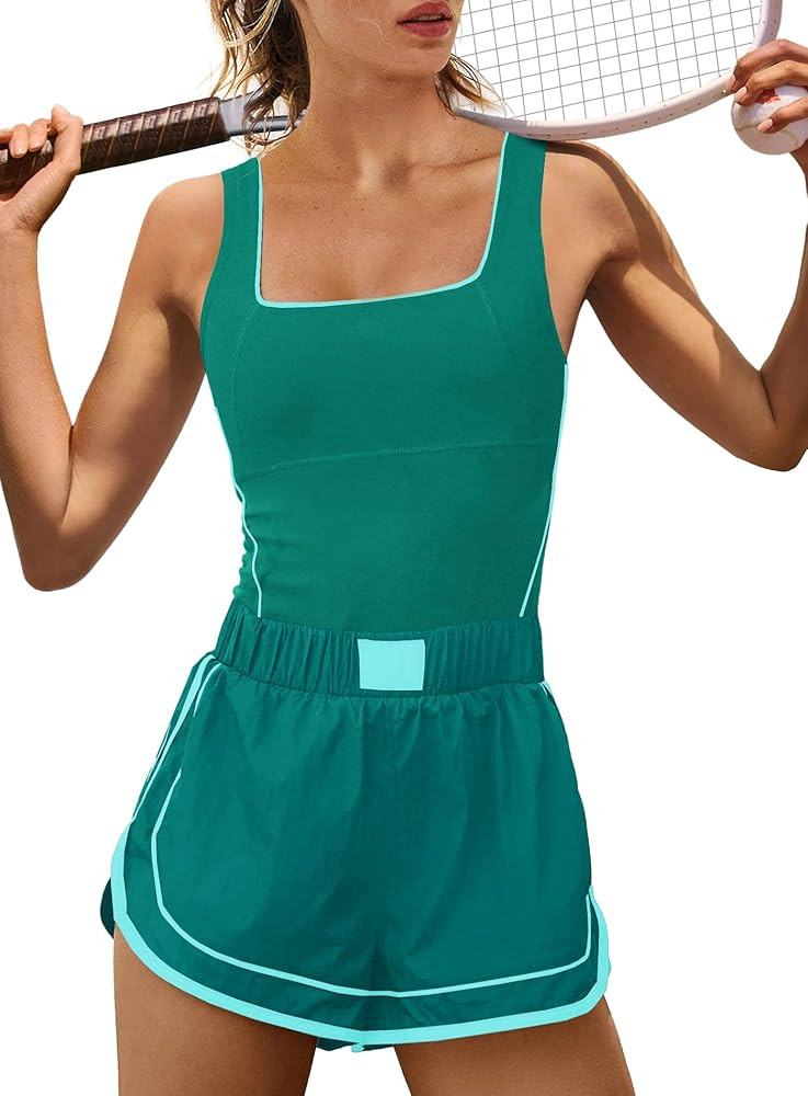 Yanekop Womens Athletic Romper Sleeveless Workout Jumpsuits Exercise Active Rompers One Piece Out... | Amazon (US)