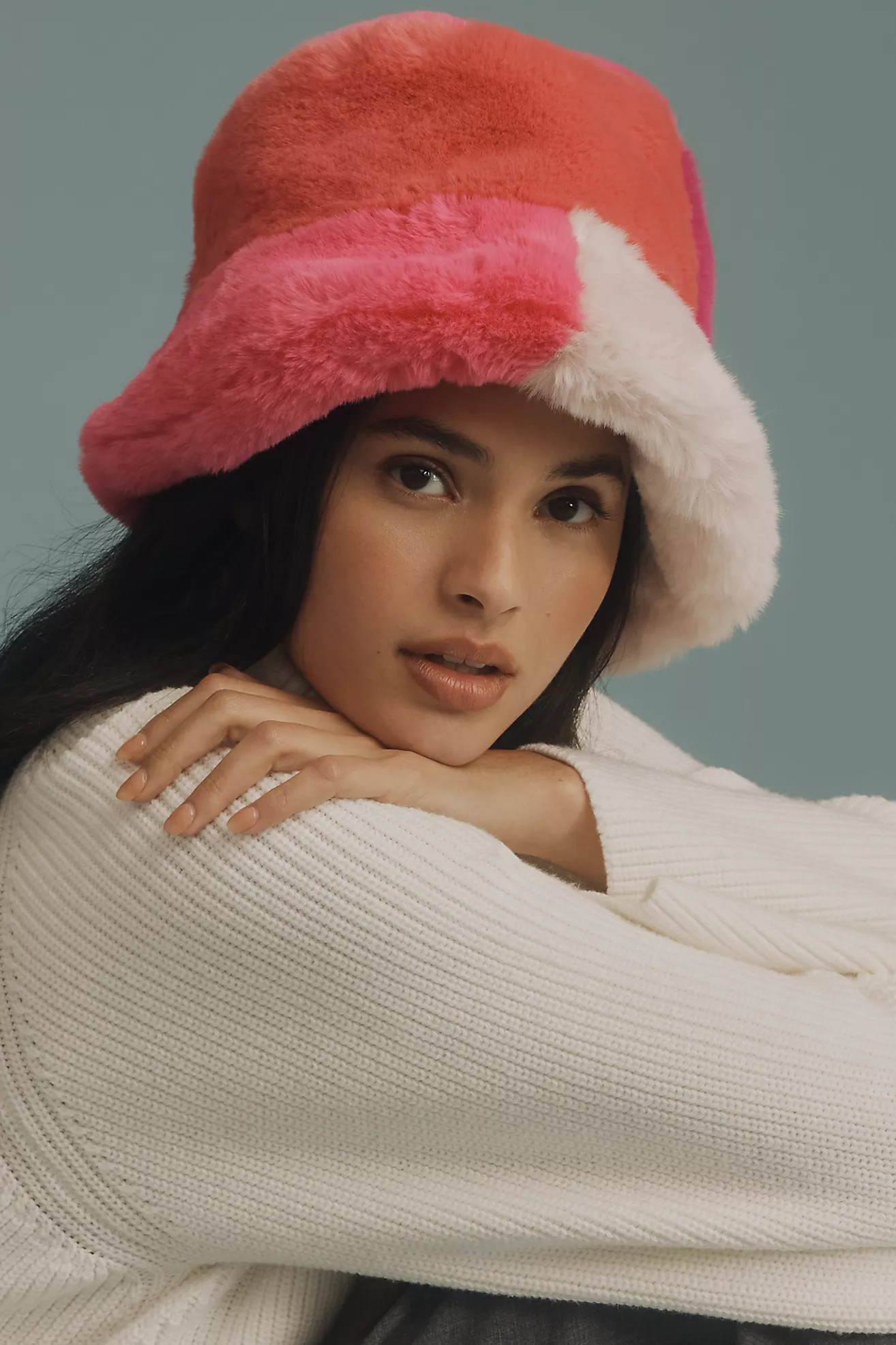 By Anthropologie Colorblock Fuzzy Bucket Hat | Anthropologie (US)